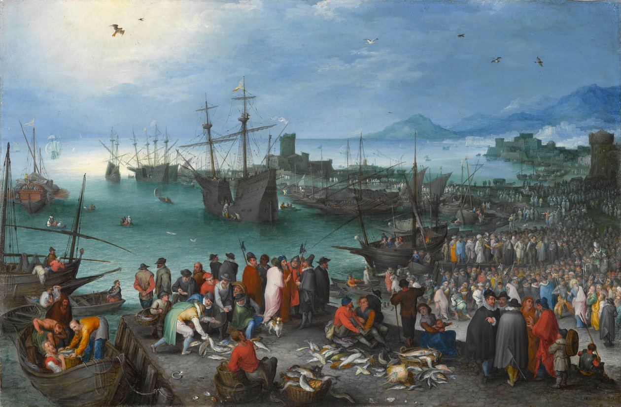 Escena del Puerto con la Partida de San Pablo de Cesarea de Jan the Elder Brueghel