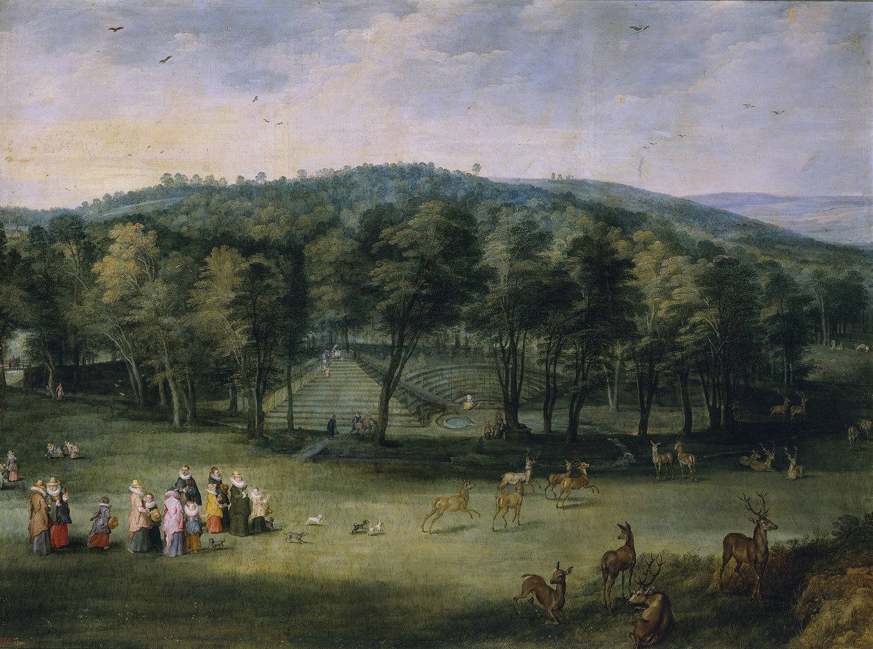 Infanta Isabel Clara Eugenia de España en el Parc de Mariemont, primer tercio del siglo XVII de Jan the Elder Brueghel