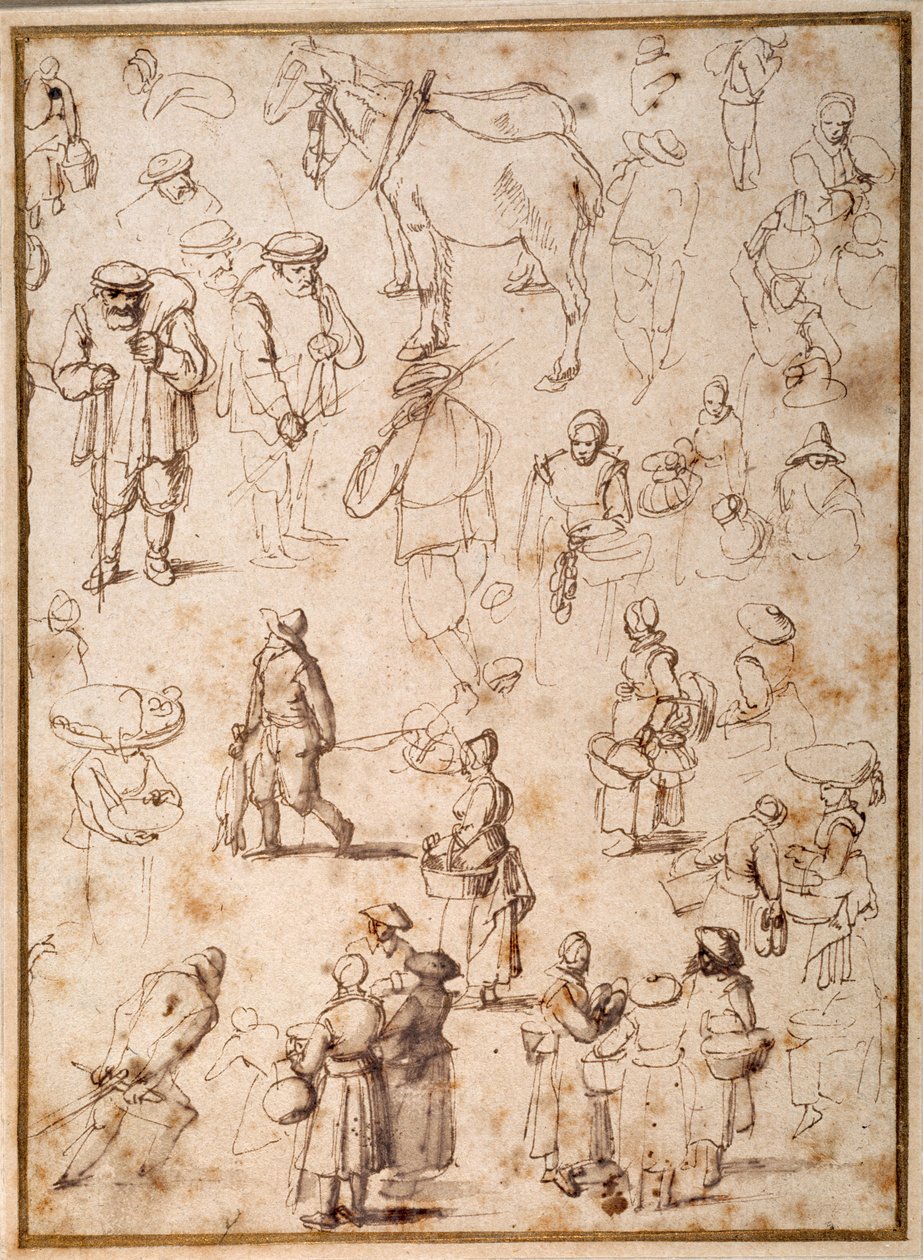 Estudios de campesinos del natural de Jan the Elder Brueghel