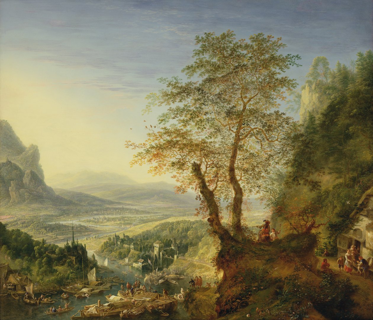 Paisaje fluvial caprichoso, c.1700 de Jan the Elder Griffier