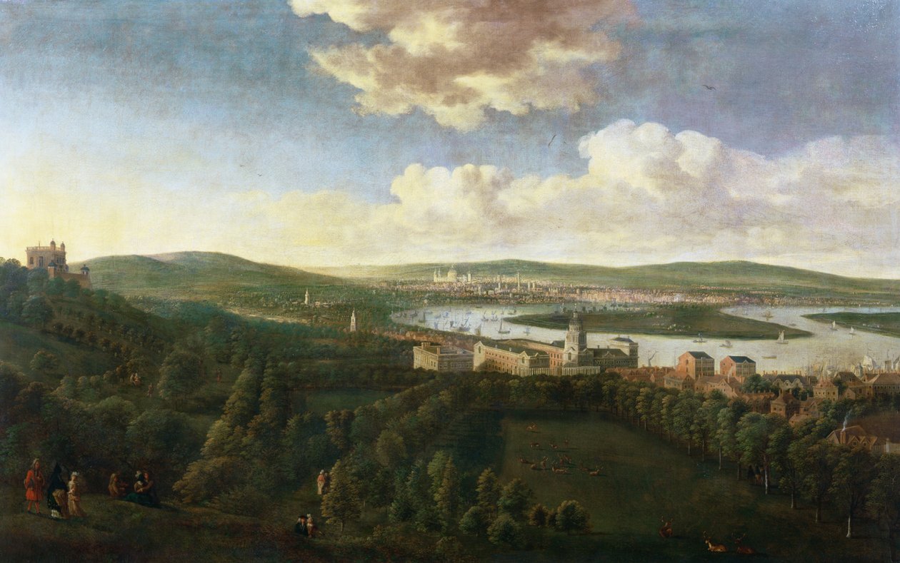 Vista de la Casa de la Reina y el Hospital Real, Greenwich de Jan the Elder Griffier