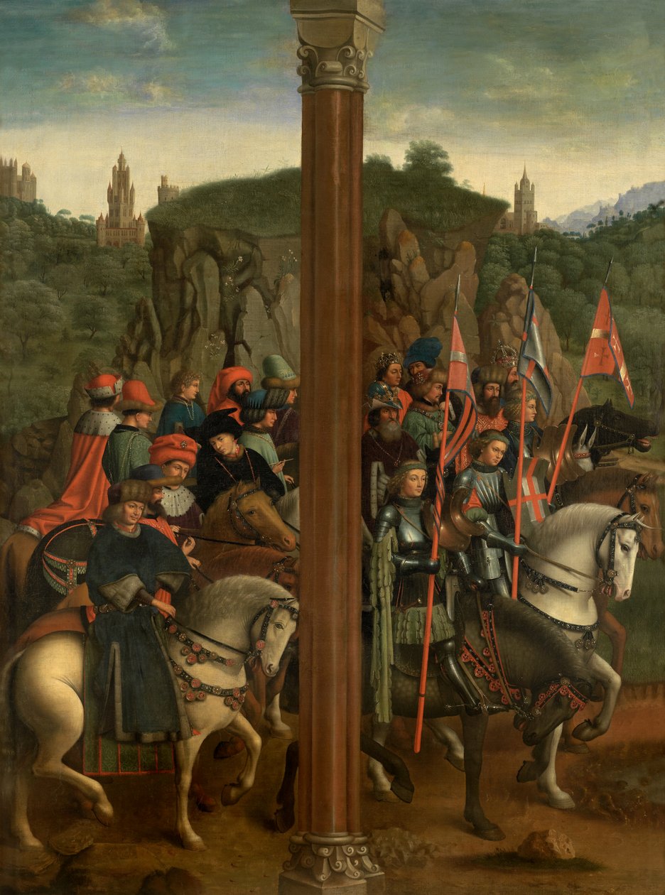 Los caballeros de Cristo y Los justos jueces (óleo sobre lienzo) de Jan van (after) Eyck