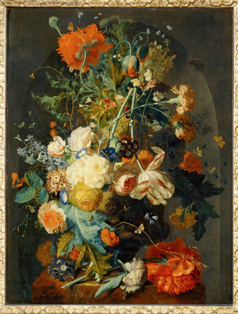Jarrón de flores en un nicho ... de Jan van (follower of) Huysum