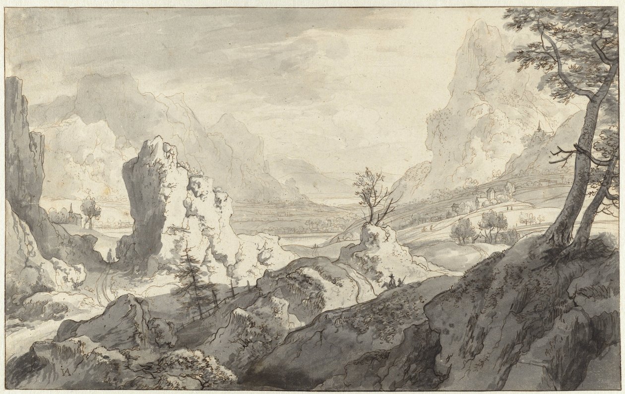 Paisaje de montaña imaginario de Jan van Aken