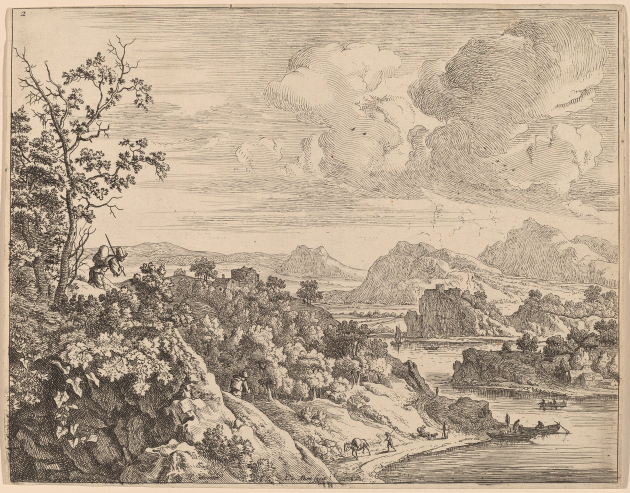 Vista del Río Rin de Jan van Aken after Herman Saftleven