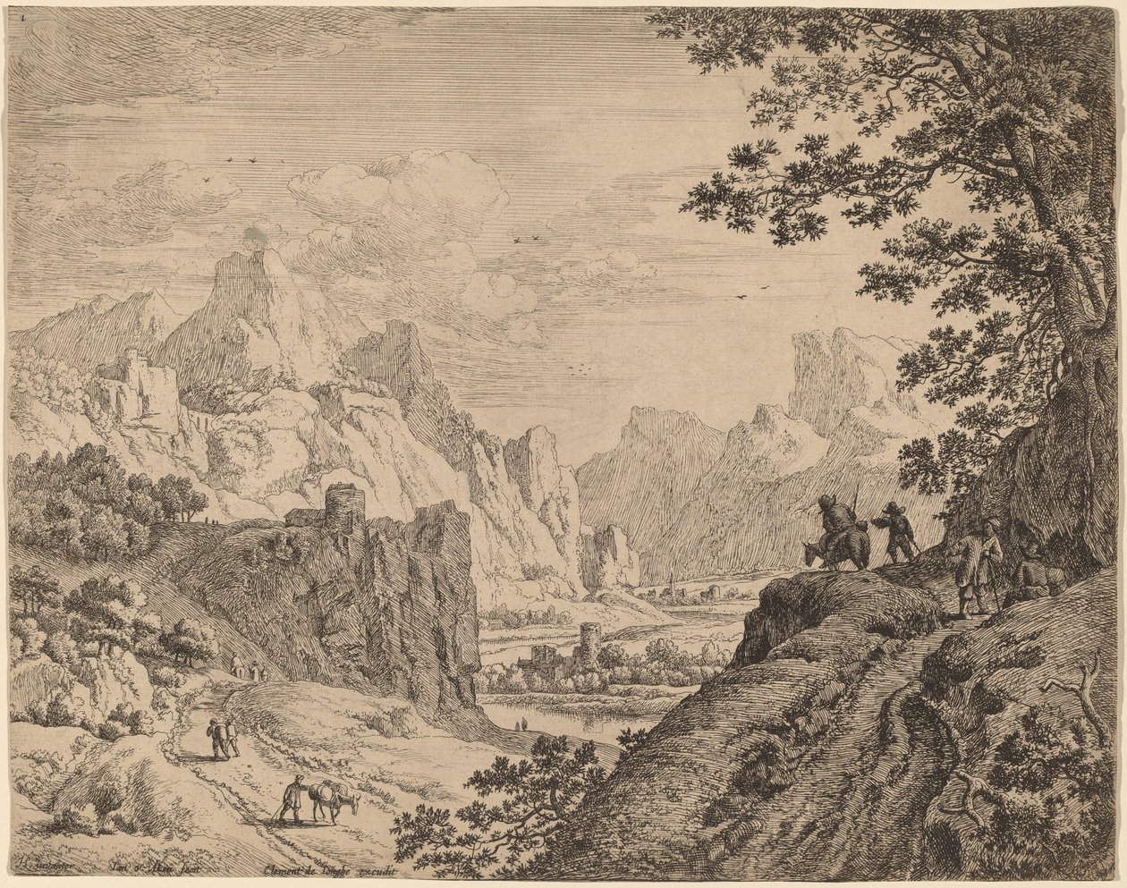 Vista del río Rin de Jan van Aken after Herman Saftleven