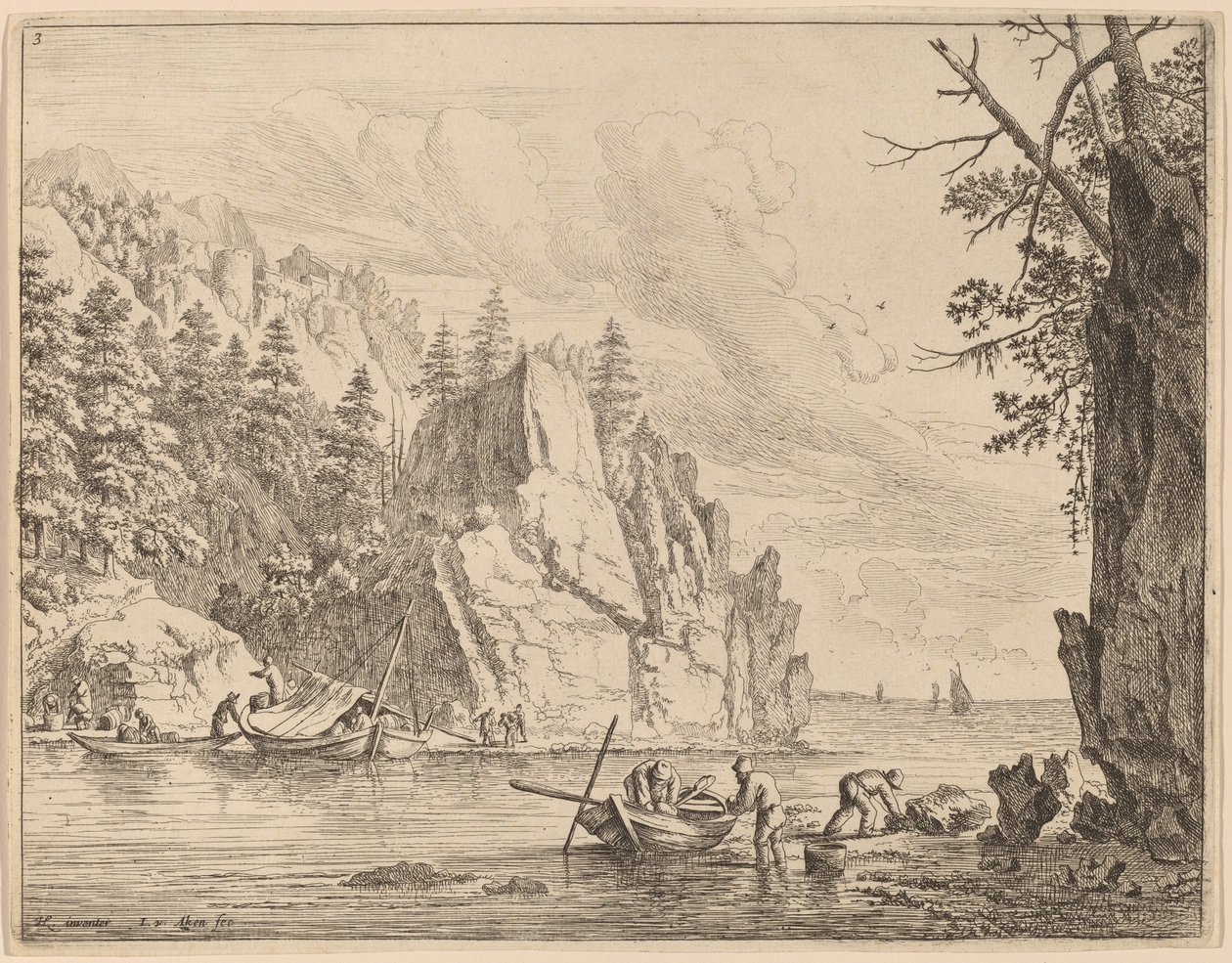 Vista del río Rin de Jan van Aken after Herman Saftleven