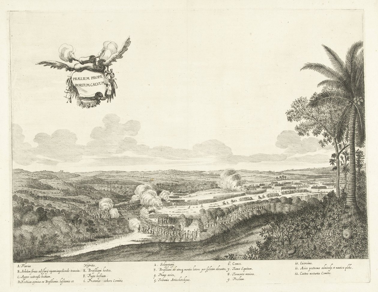 Gevechten bij Porto Calvo, 1637 Batalla cerca de Bald Harbour (título sobre objeto) de Jan van Brosterhuyzen