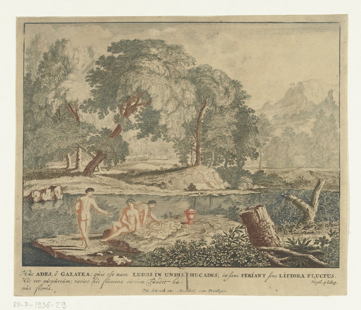 Tres ninfas se bañan en un lago
Escenas del poemario de Virgilio Bucólica (título de la serie) de Jan van Call (I)