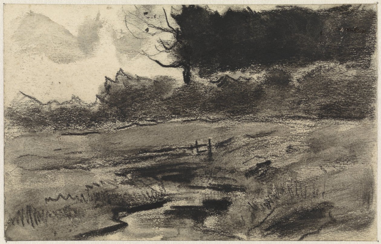 Paisaje con borde de bosque y agua de Jan van Essen