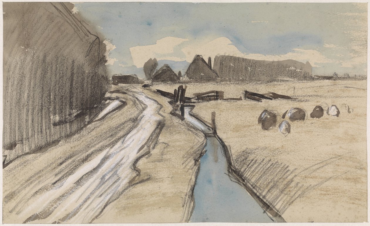 Paisaje con un camino a lo largo de una zanja de Jan van Essen