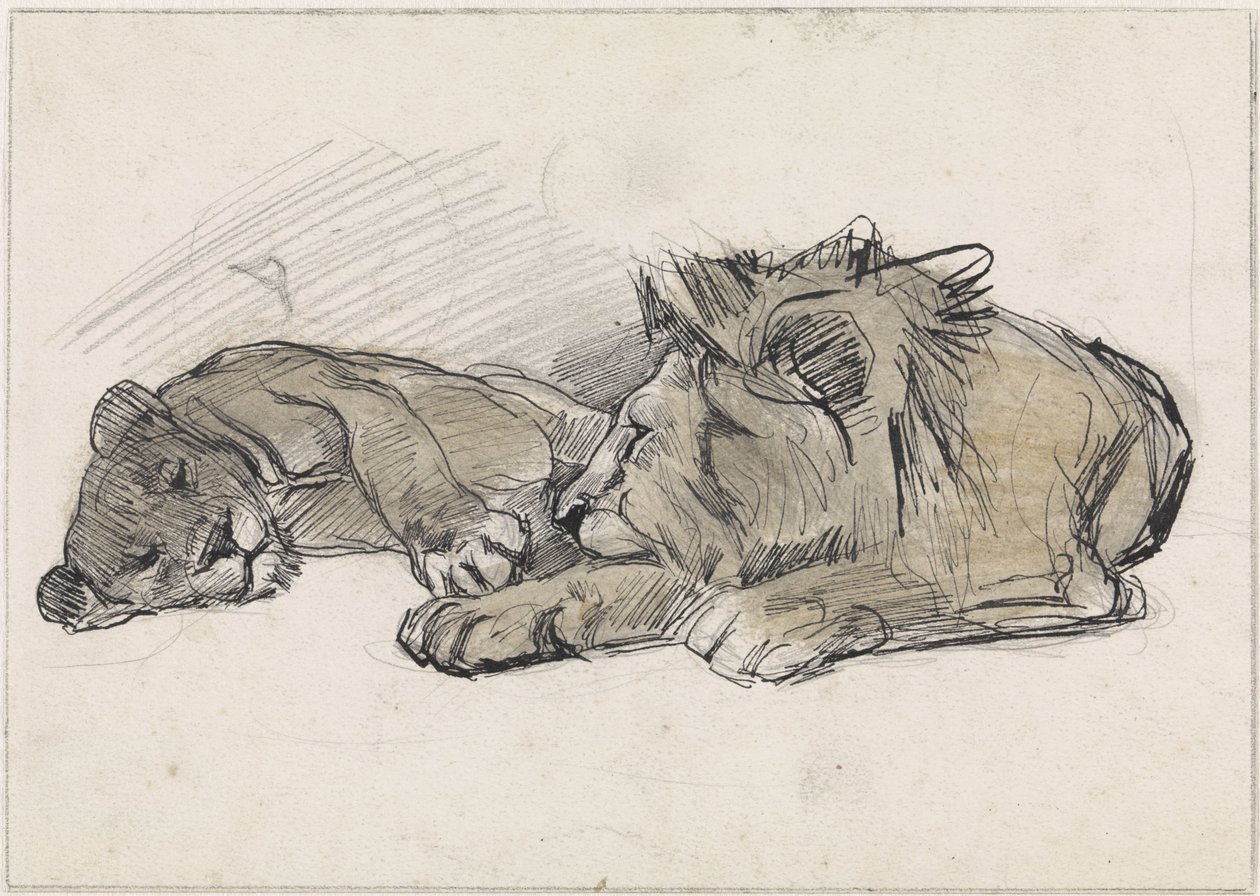 León y leona reclinados de Jan van Essen