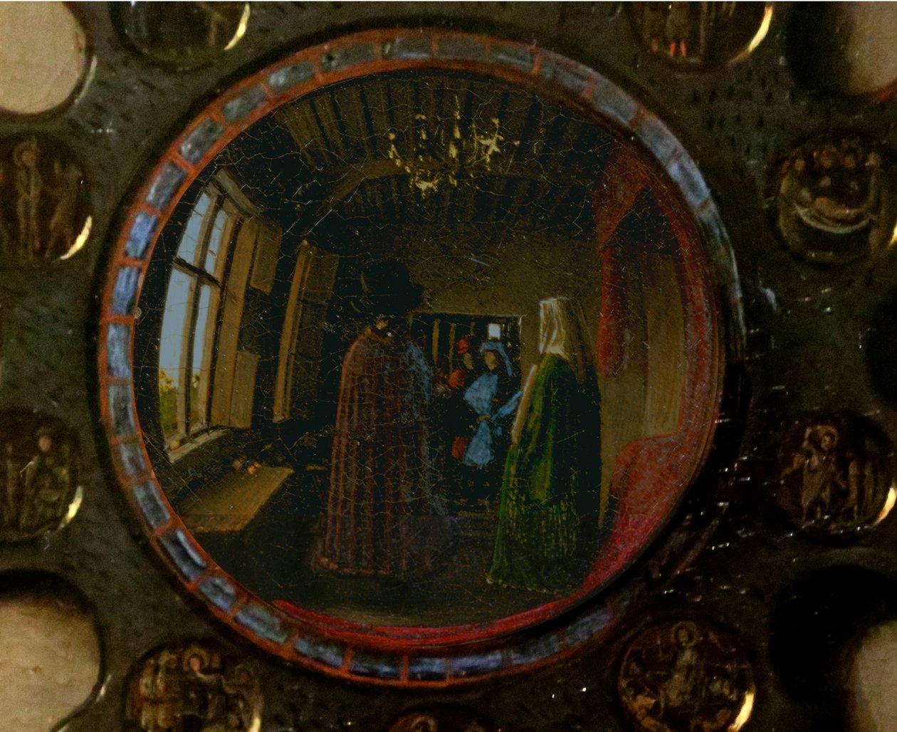 Detalle del retrato de Giovanni Arnolfini y su esposa de Jan van Eyck