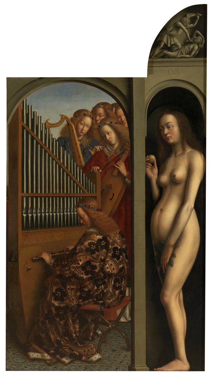 Los ángeles que tocan música y Eva de Jan van Eyck