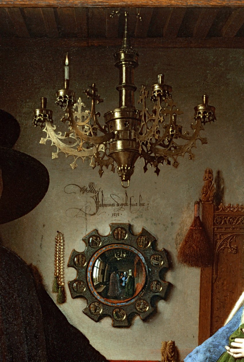 Retrato de Giovanni Arnolfini y su esposa, antiguamente conocido como la "Boda Arnolfini". de Jan van Eyck