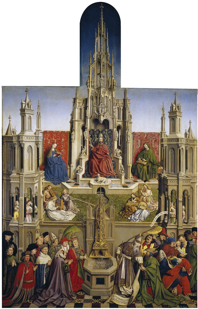 La Fuente de la Gracia y el Triunfo de la Ecclesia sobre la Sinagoga, 1430 de Jan van Eyck