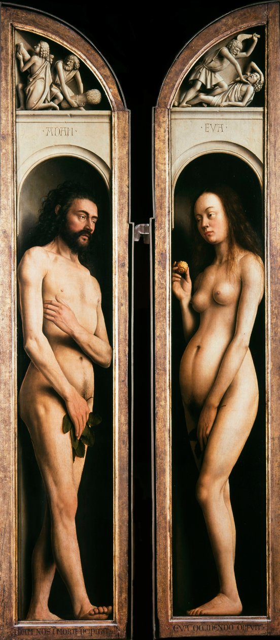 El Retablo de Gante. Adoración del Cordero Místico: Adán y Eva, 1432 de Jan van Eyck