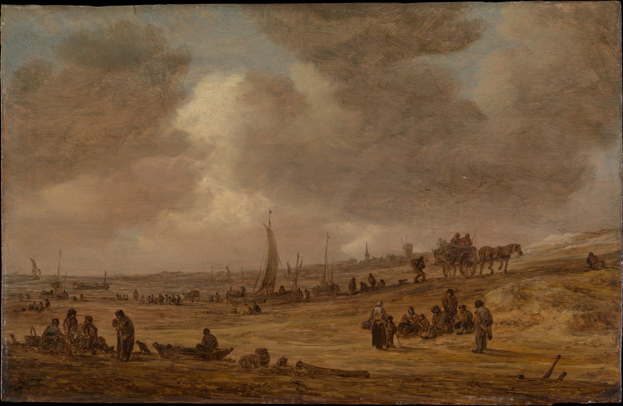 Una playa con barcos de pesca de Jan van Goyen