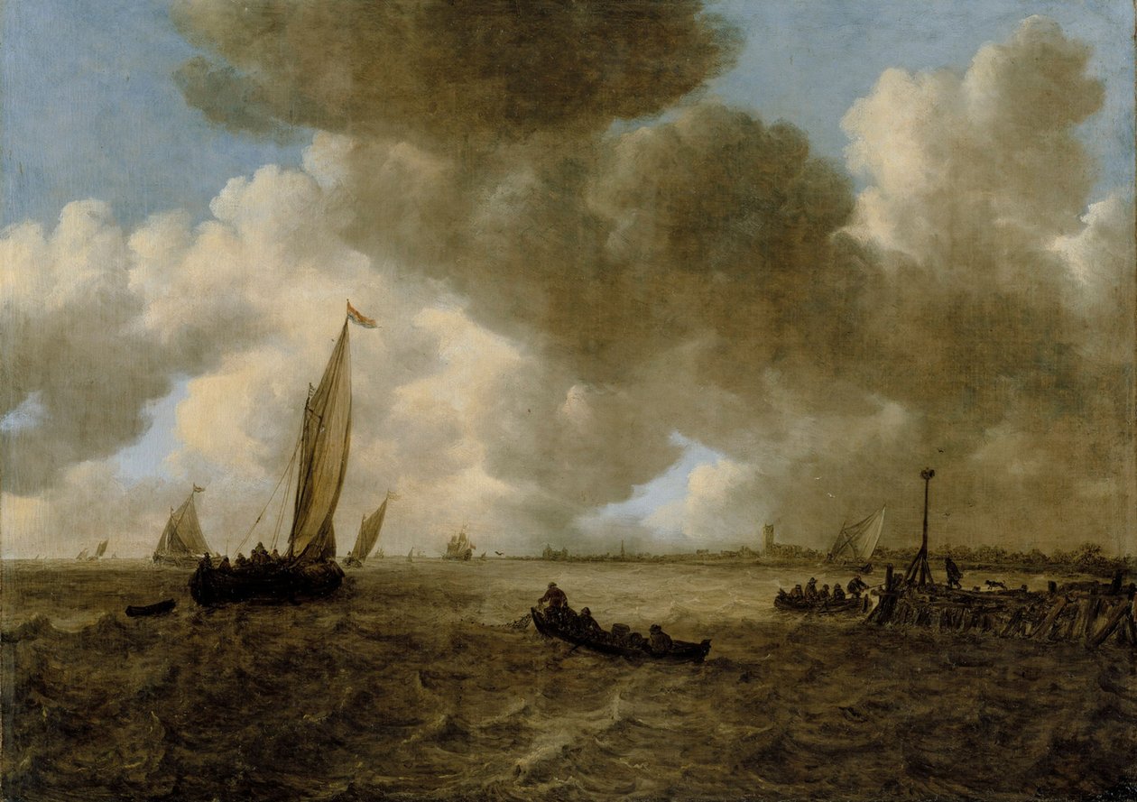 Un paisaje marino tormentoso de Jan van Goyen