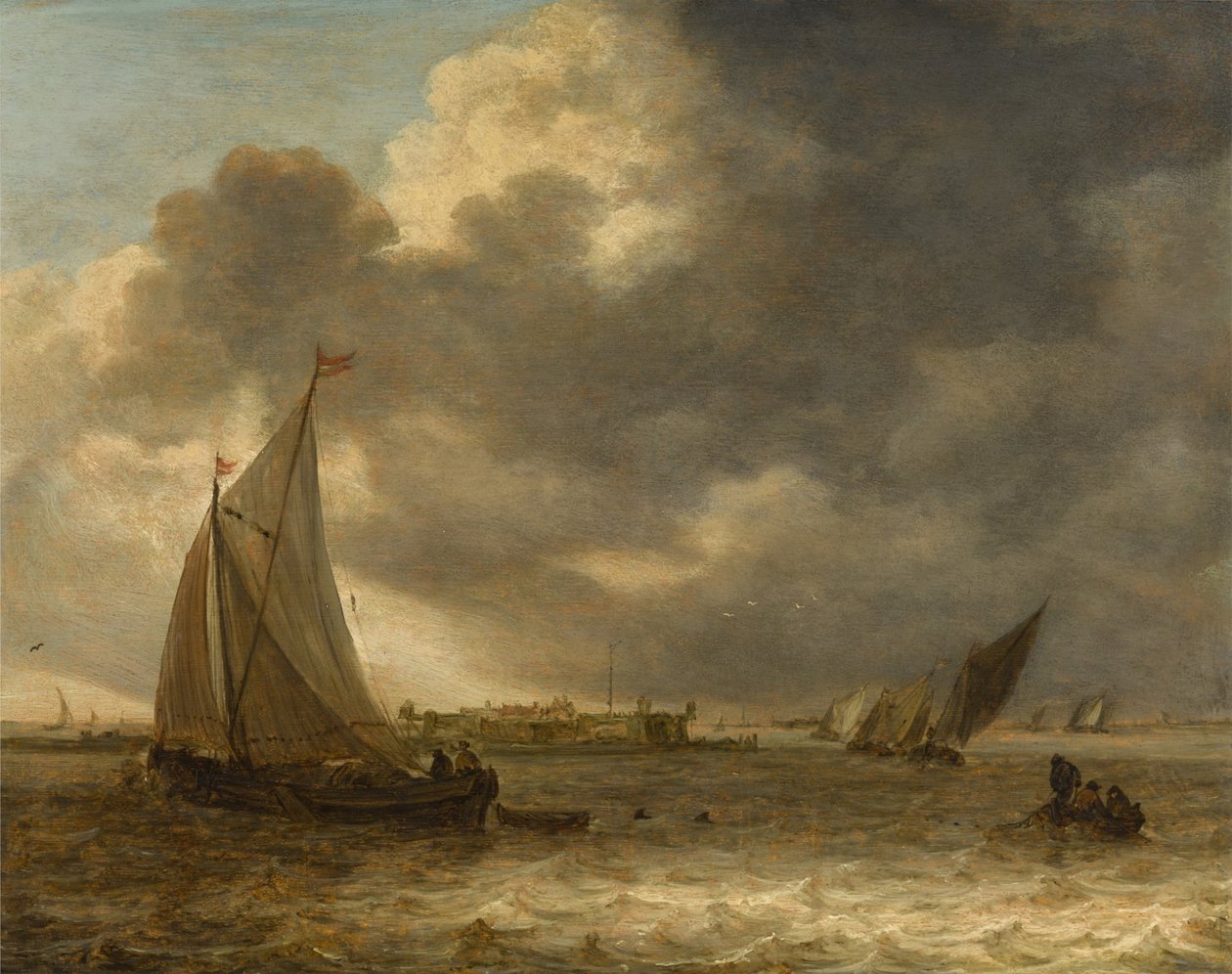 Paisaje fluvial con veleros de Jan van Goyen