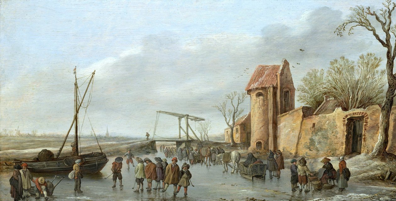 Una escena sobre el hielo de Jan van Goyen