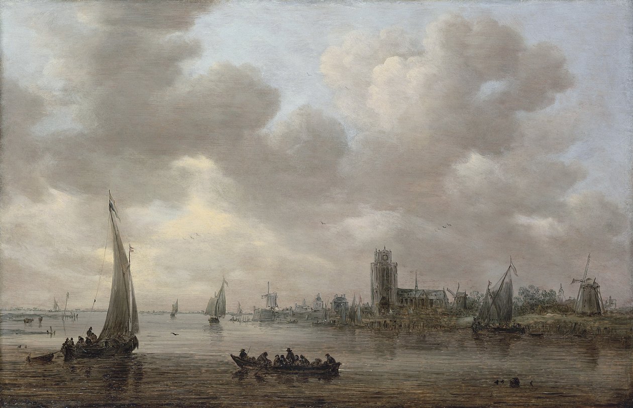 Vista del Maas con Dordrecht al fondo de Jan van Goyen