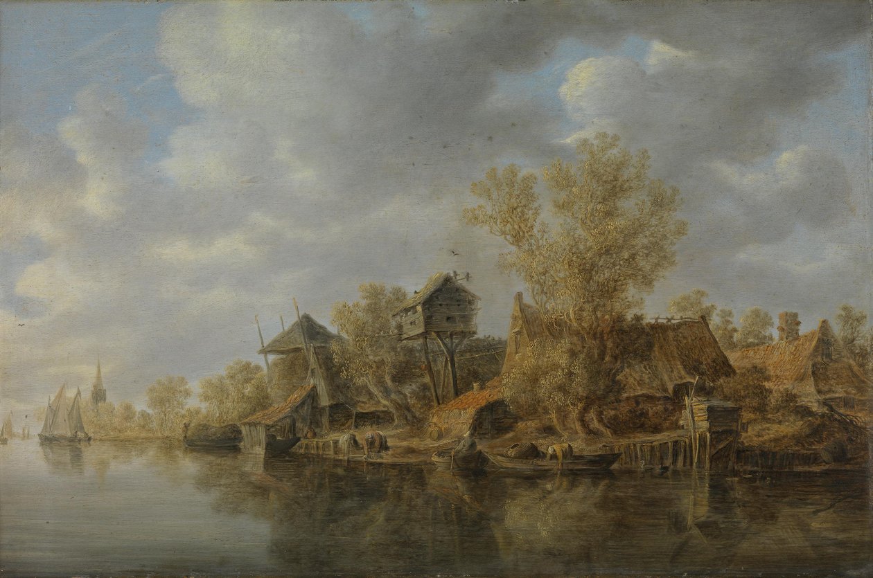 Granjas junto al río de Jan van Goyen