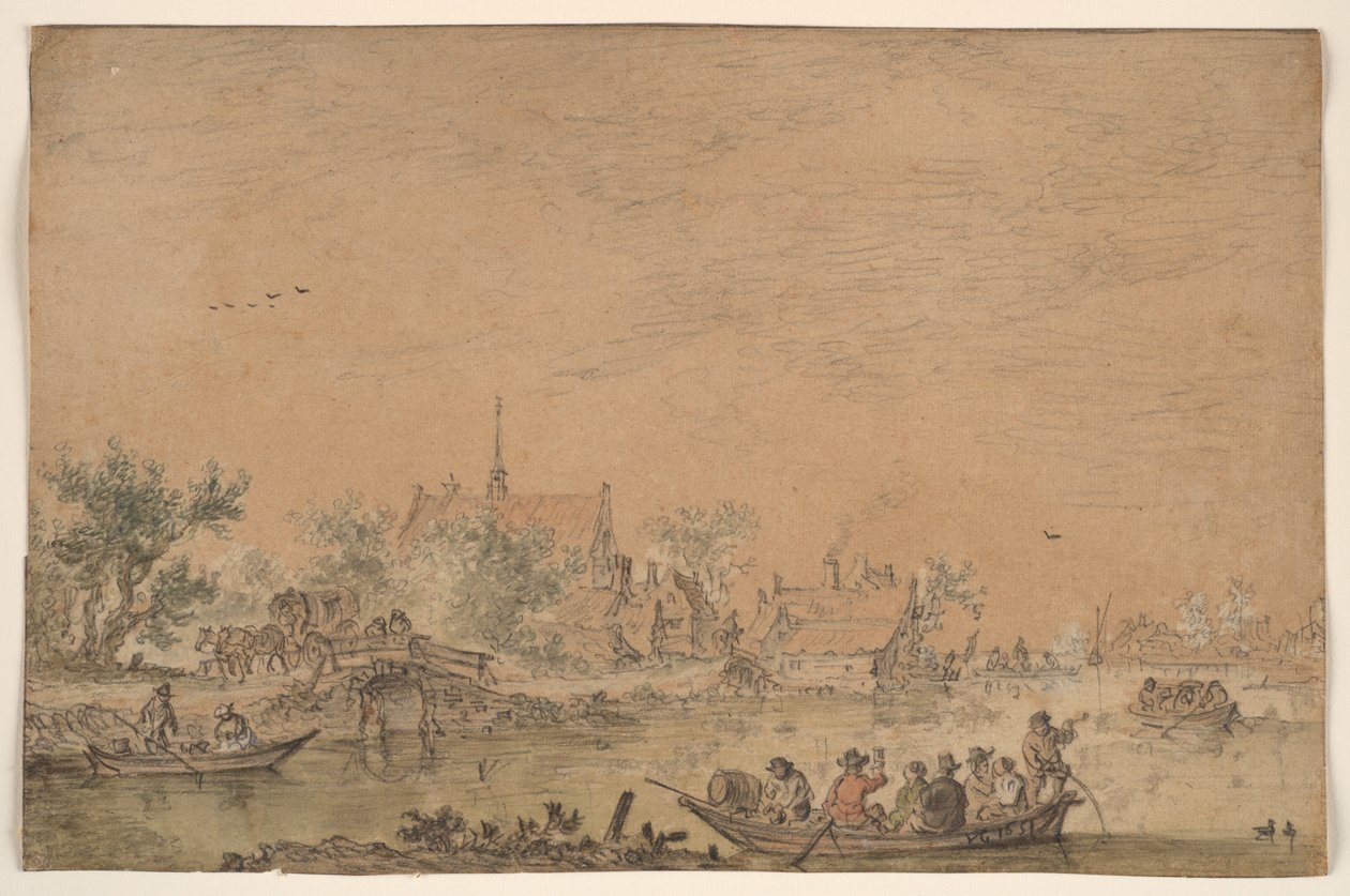 Excursión en barca por un río de Jan van Goyen