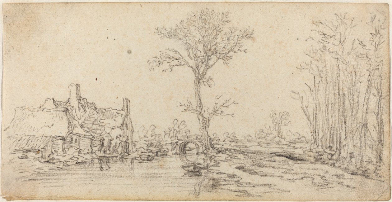 Cabaña junto a un río de Jan van Goyen