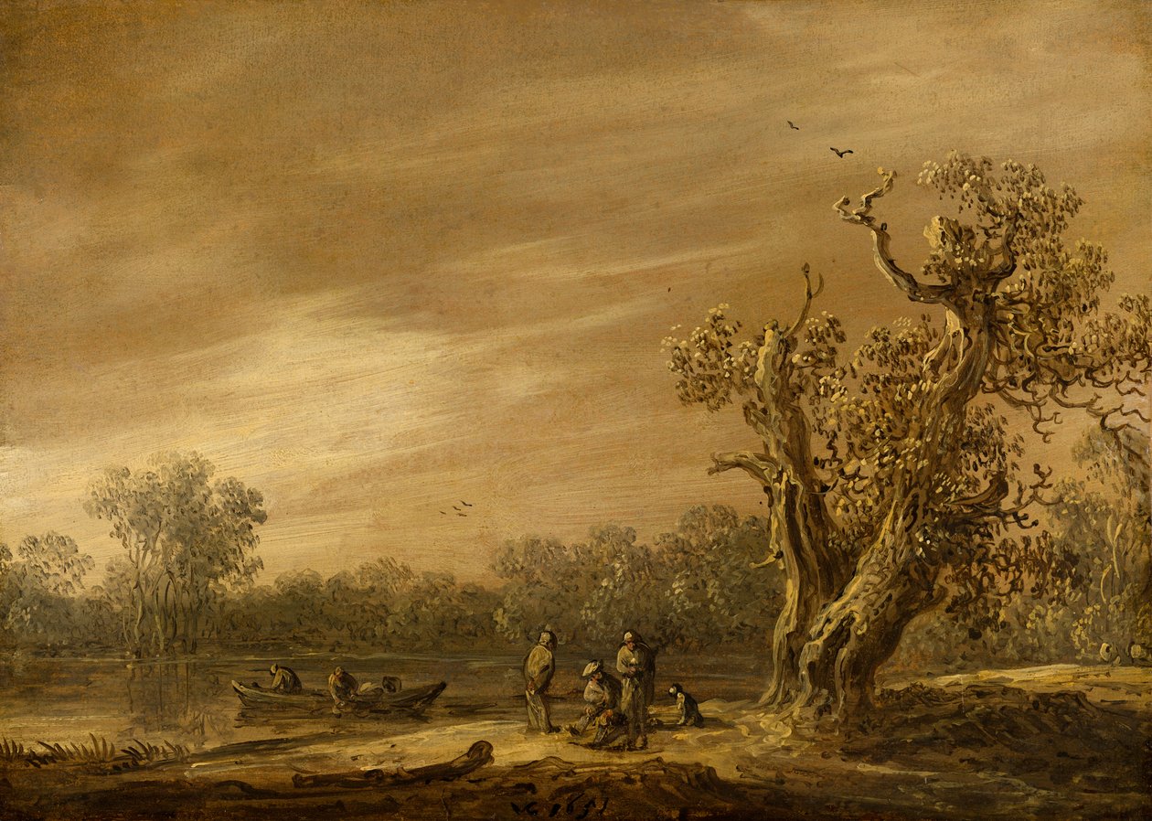 Pescadores a la orilla del lago de Jan van Goyen