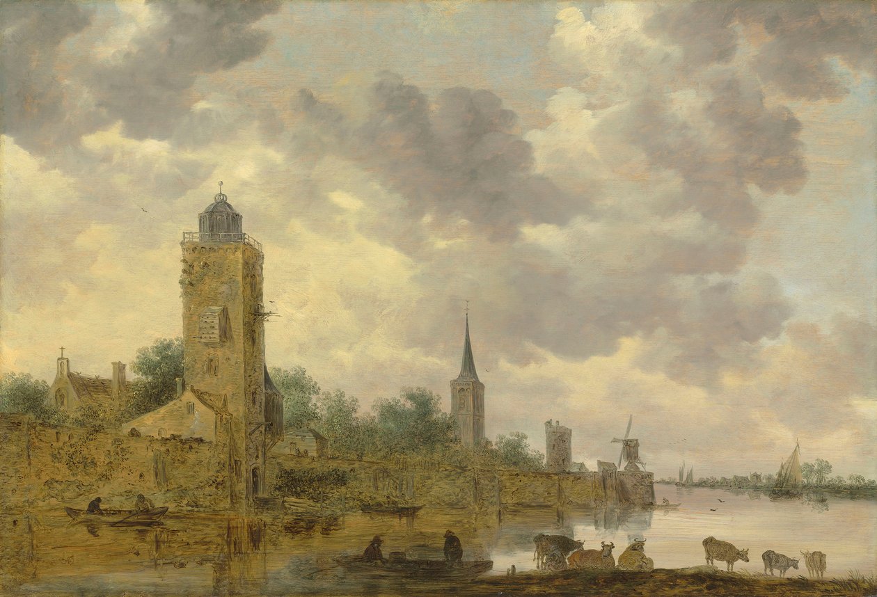Paisaje con muralla y faro de Jan van Goyen