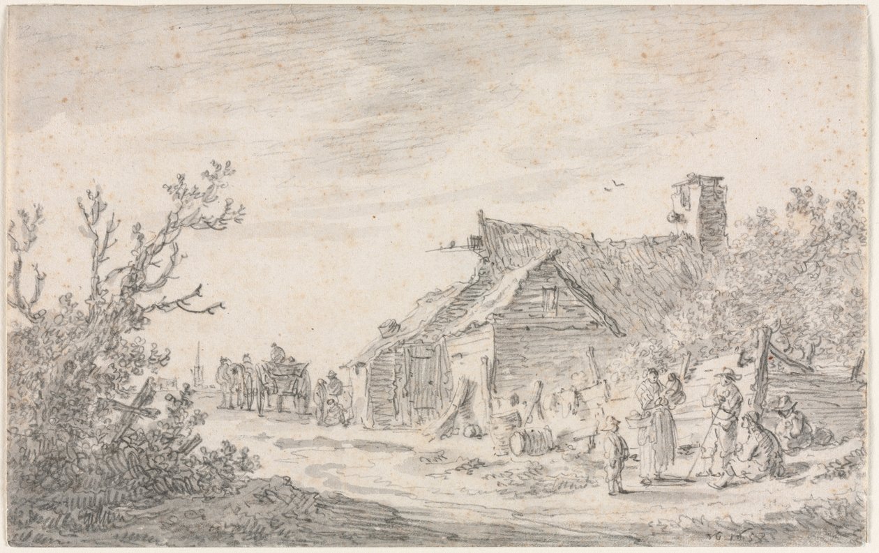 Paisaje con una Cabaña y Figuras de Jan van Goyen
