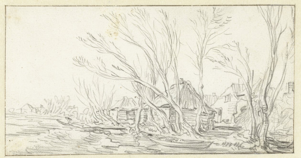 Paisaje con árboles desnudos torcidos para granjas de Jan van Goyen