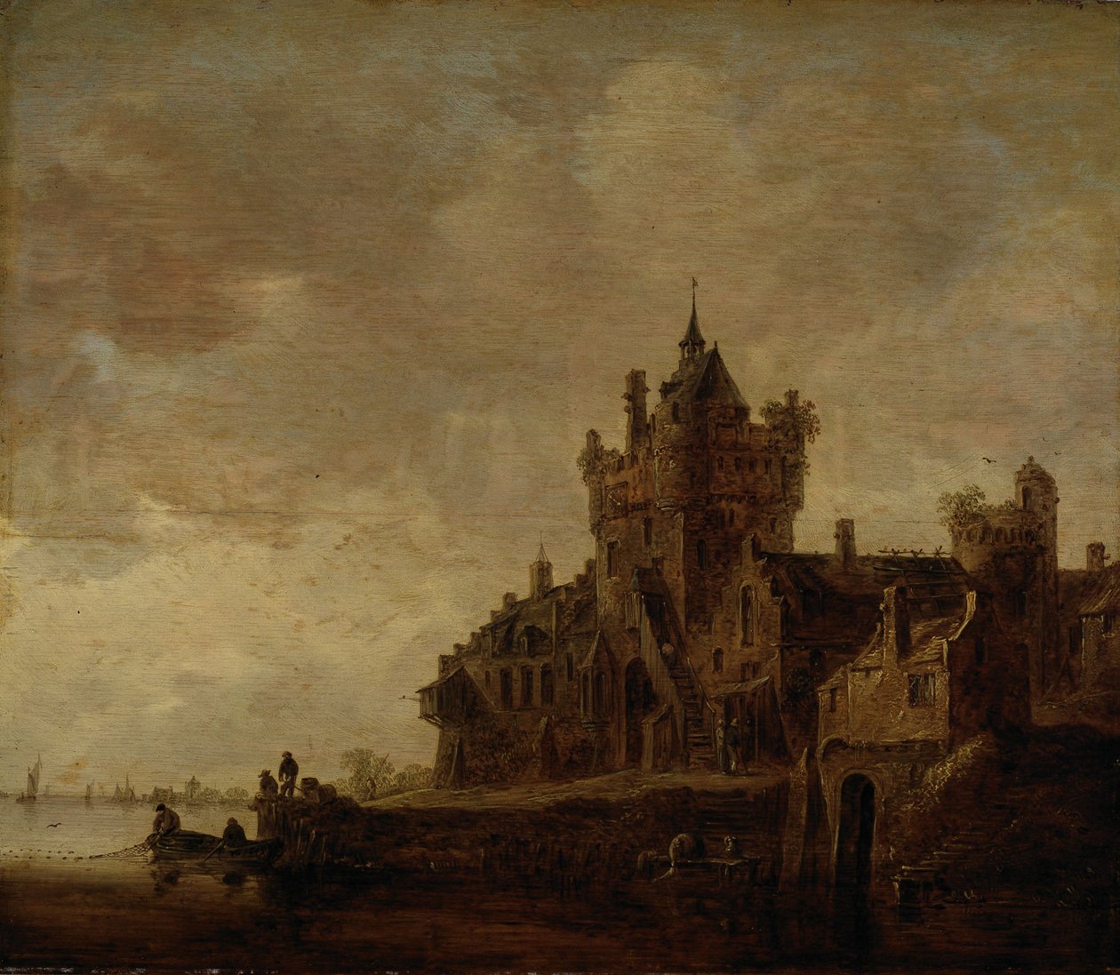 Paisaje fluvial con un castillo de Jan van Goyen
