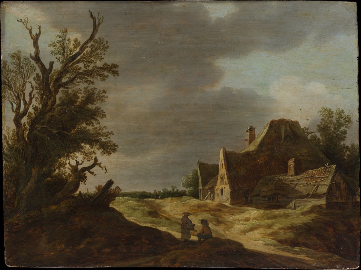 Camino arenoso con una granja de Jan van Goyen