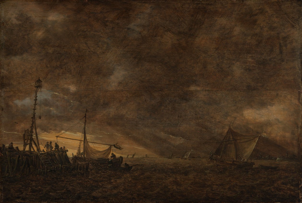 Marina con tormenta que se aproxima de Jan van Goyen
