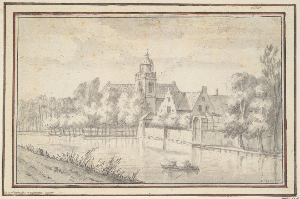 Vista del castillo y la casa en el río de Jan van Goyen