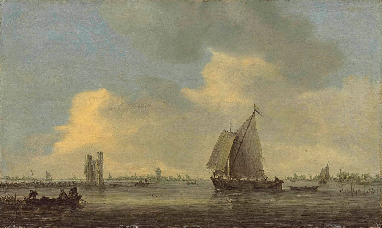 Vista del río Merwede y las ruinas de la Huis te Merwede; al fondo Dordrecht de Jan van Goyen