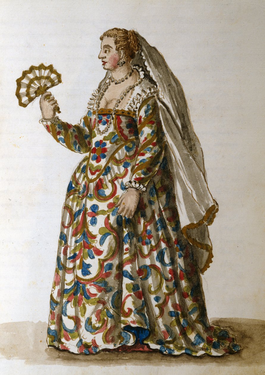 Una dama en vestido de noche, la esposa de un dignatario de Jan van Grevenbroeck