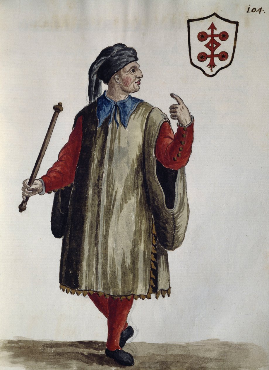 Vestido carrarese, acuarela de La ropa veneciana, de casi todas las edades diligentemente recopilada y pintada en el siglo XVIII, por Jan van Grevenbroeck o Giovanni Grevembroch, Italia de Jan van Grevenbroeck