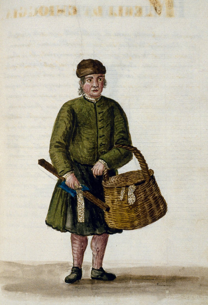 Vendedora de encajes de Chioggia, ilustración del manuscrito de trajes venecianos, Volumen IV, c 68, por Jan Grevenbroeck, acuarela de Jan van Grevenbroeck