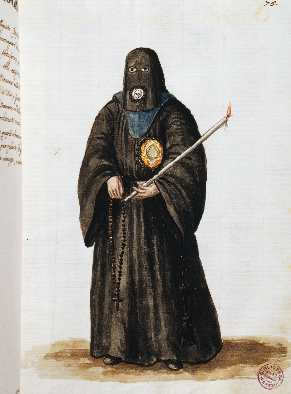 Cofradía de la Intercesión del Crucifijo, fundada en la iglesia colegiata de la Santísima Trinidad en Venecia, Volumen II, f 75, por Giovanni di Grevembroch de Jan van Grevenbroeck