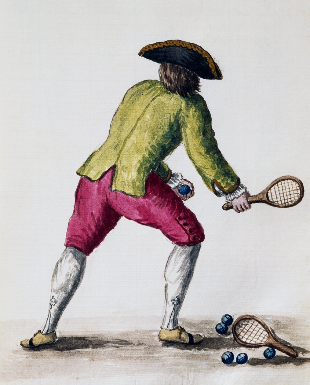 Hombre jugando con raqueta y pelotas, del Libro Ilustrado de Trajes Venecianos, Italia de Jan van Grevenbroeck