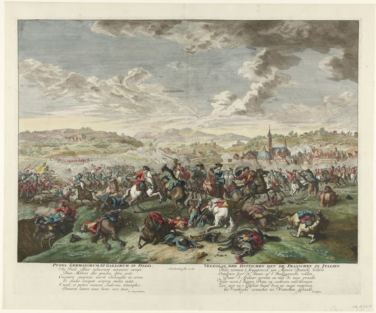 Batalla ecuestre en el norte de Italia, c. 1702-1703
Pugna Germanorum et Gallorum in Italia / Battle of the Germans with the French in Italien (título en el objeto) de Jan van Huchtenburg