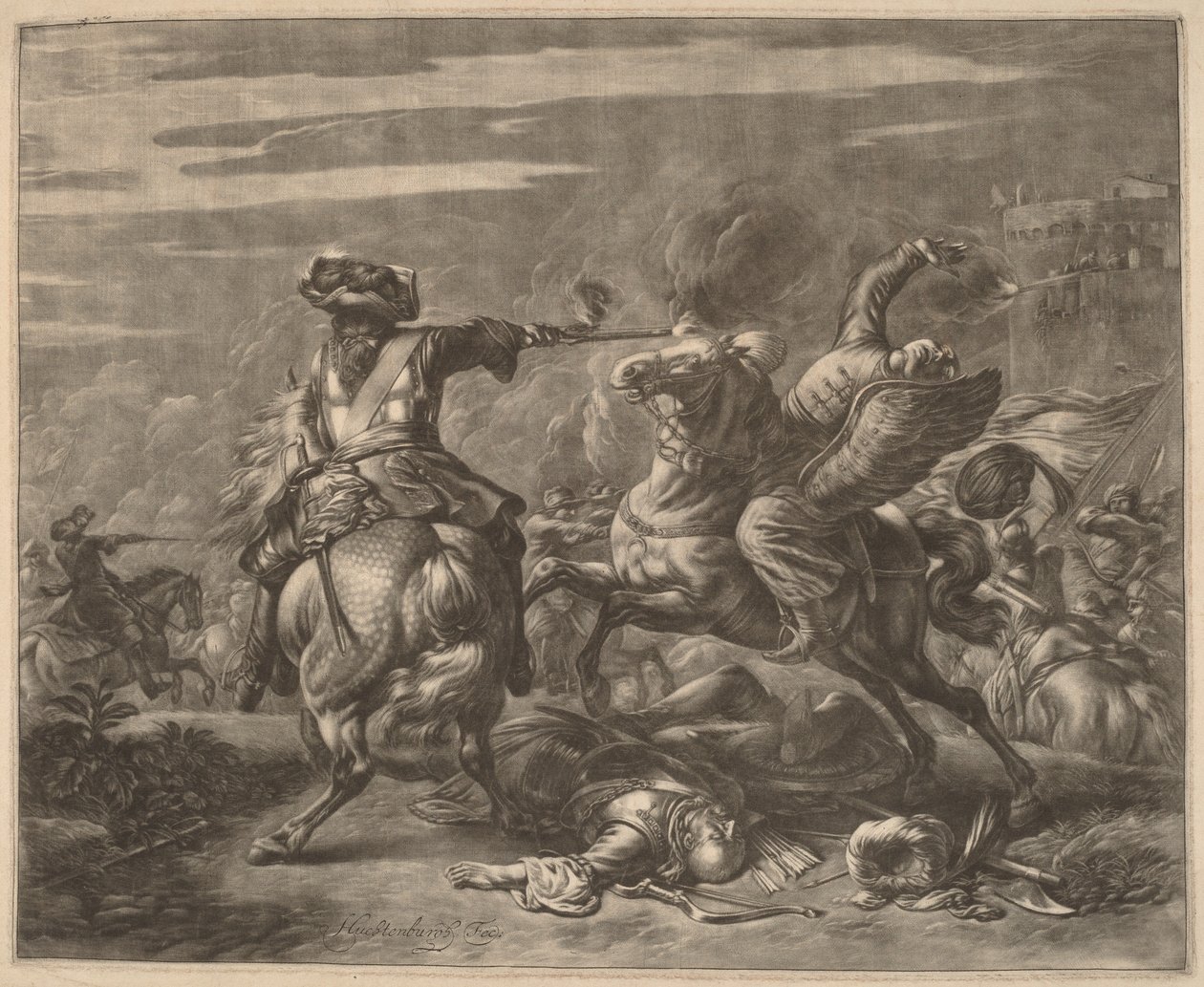 Un Jinete Disparando a un Turco desde su Caballo de Jan van Huchtenburgh