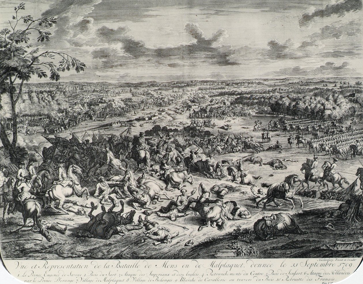 Escenas de batallas de: Dumont et Rousset, Histoire militaire du Prince Eugene (1663-1736), serie de ocho grabados. de Jan van Huchtenburgh
