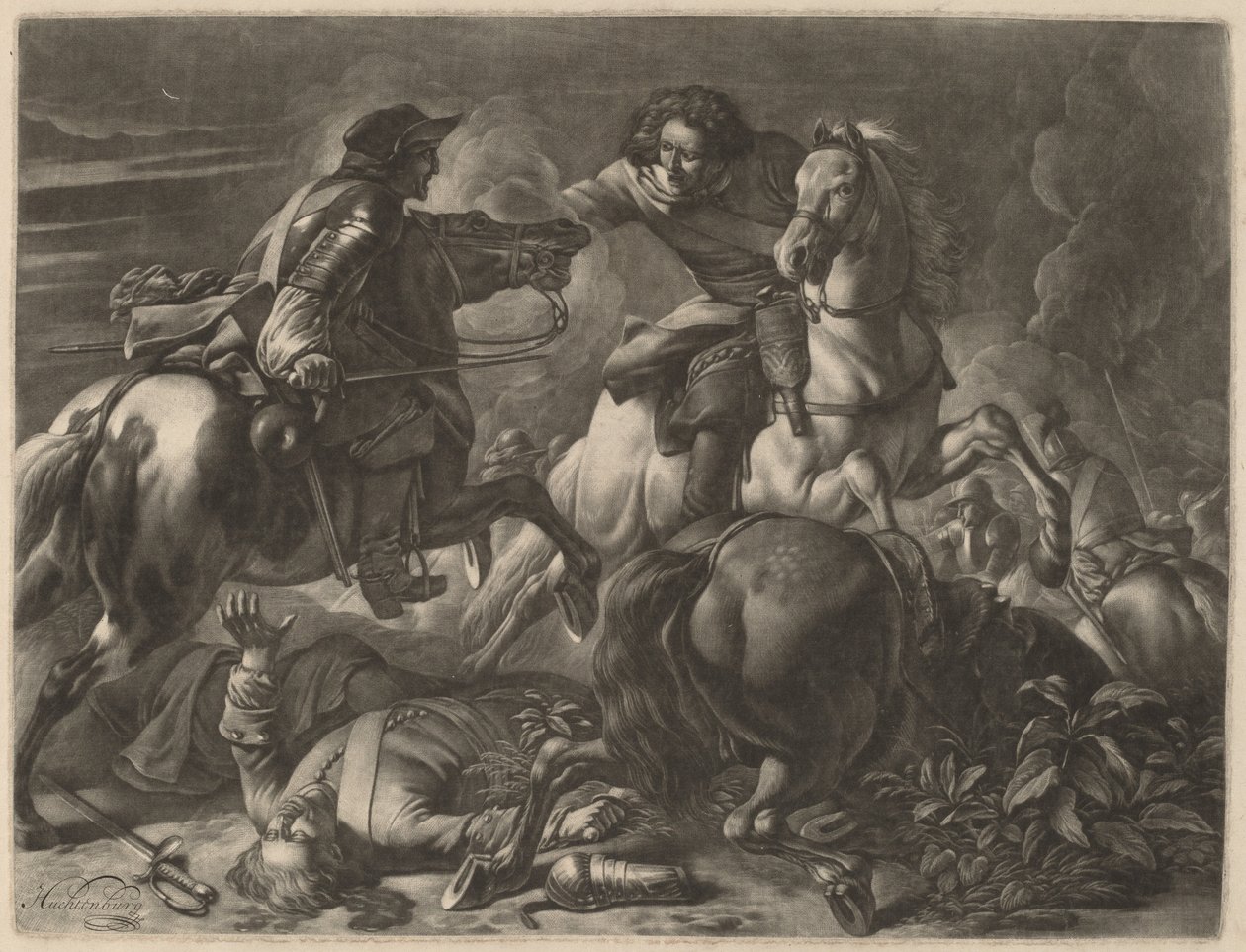 Dos jinetes luchando de Jan van Huchtenburgh