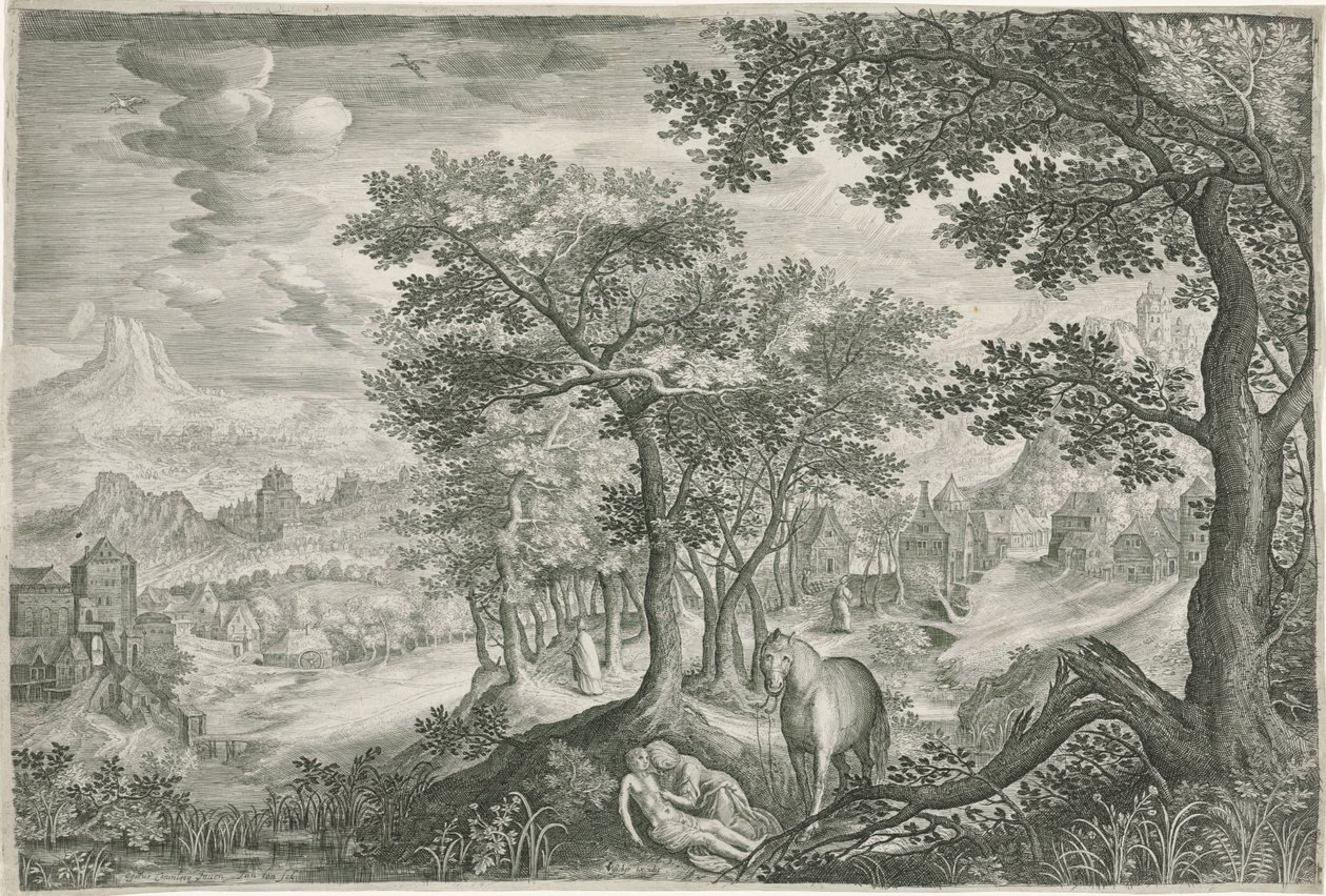 Paisaje de montaña con el Buen Samaritano de Jan van Londerseel