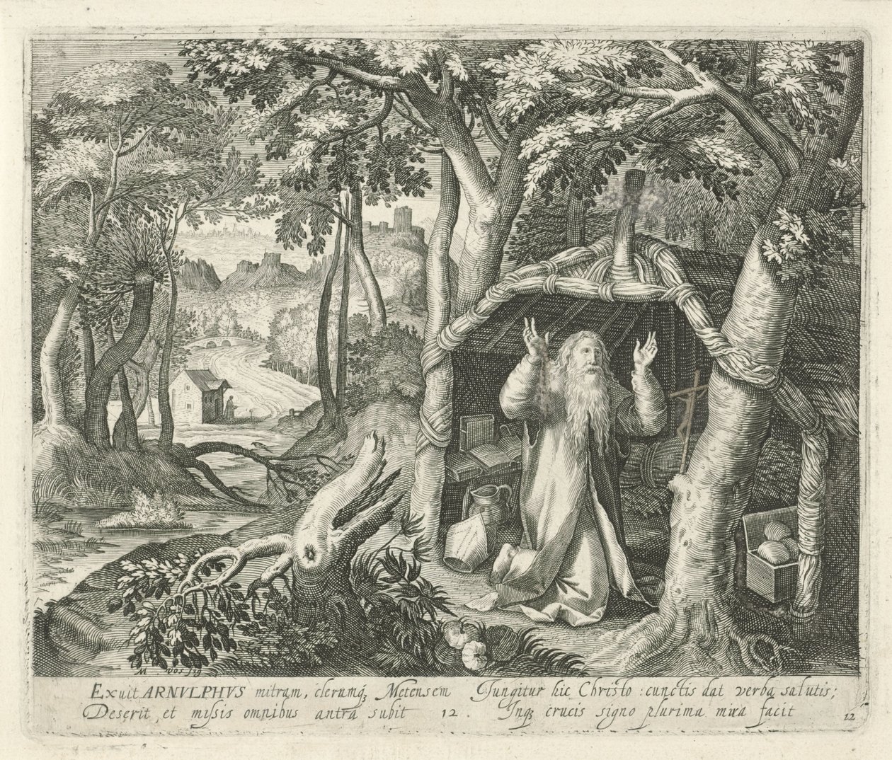 H. Arnulphus de Metz como ermitaño Santos y ermitaños (título de la serie) de Jan van Londerseel