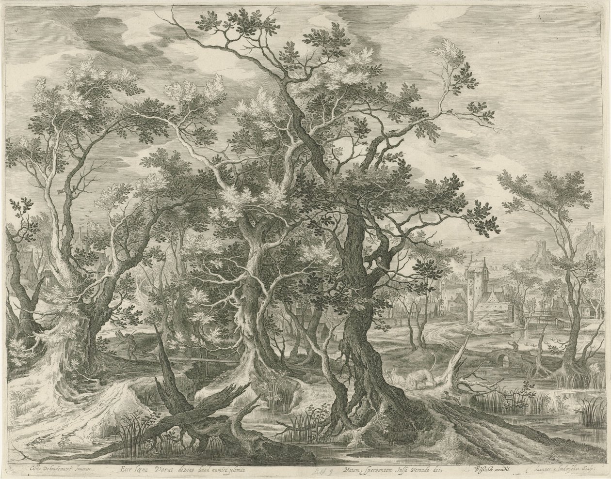 Paisaje con un profeta de Judá desgarrado por un león de Jan van Londerseel